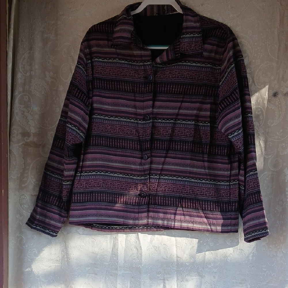 Women's Striped Purple Utility Jacket